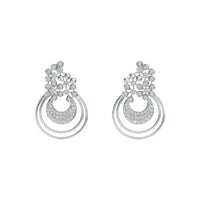 Floral Halo Drop Earrings with Cubic Zirconia Accents Made With Pure 925 Silver
