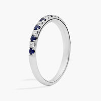 Riviera Pavé Sapphire and Diamond Ring in 10k/14k/18k White Gold (1.5mm)