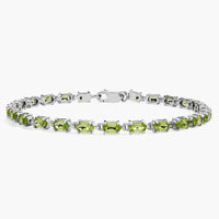 Garden Fresh Single Row Peridot Tennis Bracelet in 925 Sterling Silver