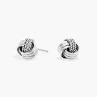 Twisted Rope Love Knot Stud Earrings in Sterling Silver