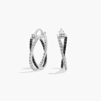 Twisted Elegance Black & White Diamond Hoop Earrings