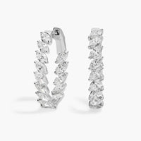 Marquise Diamond Hoop Earrings 10K 14K 18K Gold