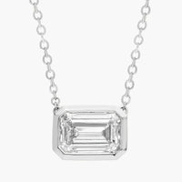East West Emerald Cut Bezel Lab-Grown Diamond Pendant In White Gold / Yellow Gold