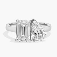 Lab Grown Diamond Two Stone Ring in White Gold