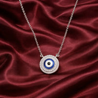 Celestial Evil Eye Halo Diamond Pendant Necklace Made With Pure 925 Silver
