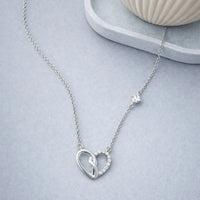 Diamond Heart Pendant Necklace | Romantic Open Heart Design for Women Made With Pure 925 Silver