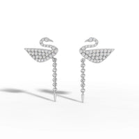 Eternal Swan Love Diamond Earrings Made With Pure 925 Silver