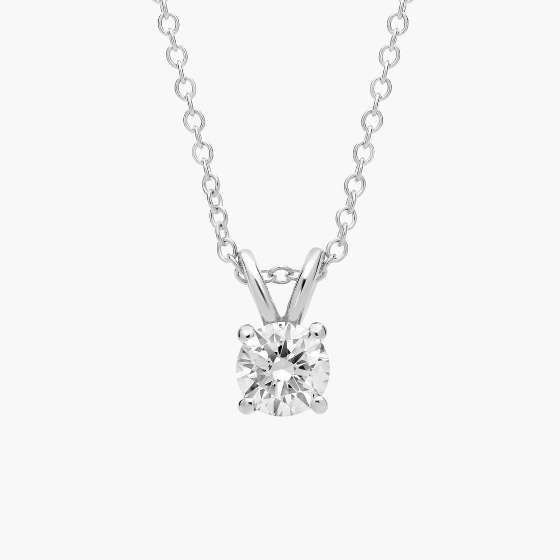 Double-Bail Diamond Solitaire Pendant In White & Yellow Gold (1/2 Ct. tw. - H-I / SI1-SI2)
