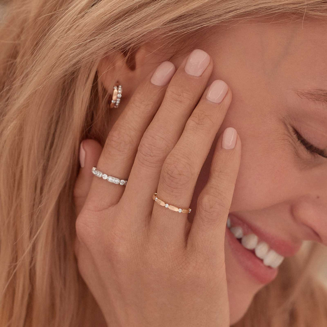Hexagon Tile Diamond Band Ring