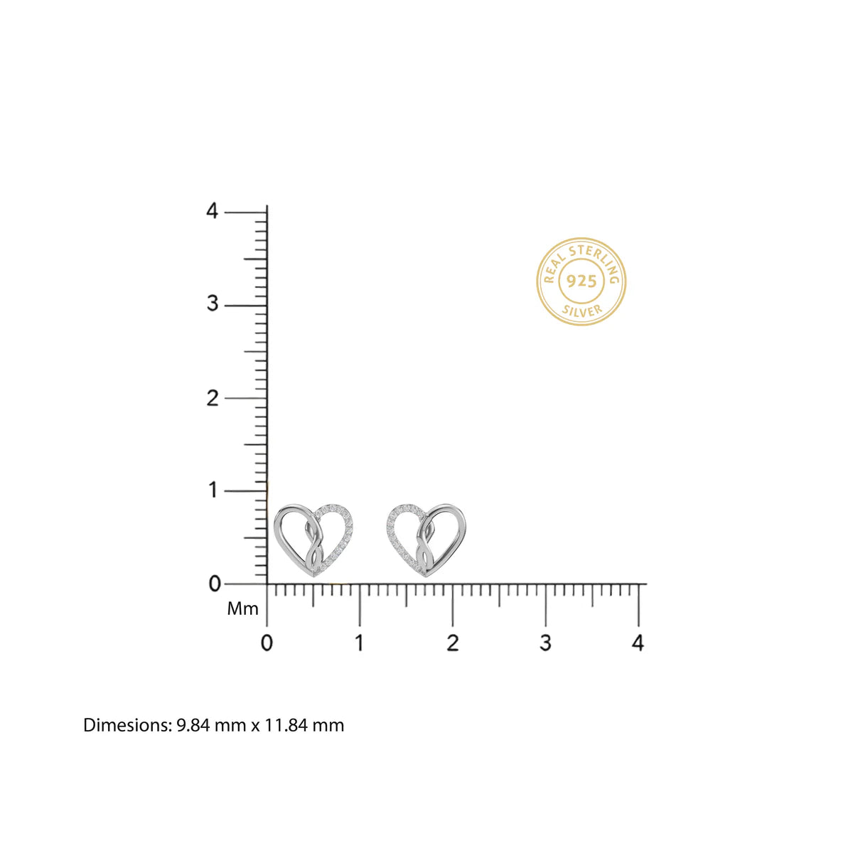 Diamond Open Heart Stud Earrings | Elegant Pavé Heart Design for Women Made With Pure 925 Silver