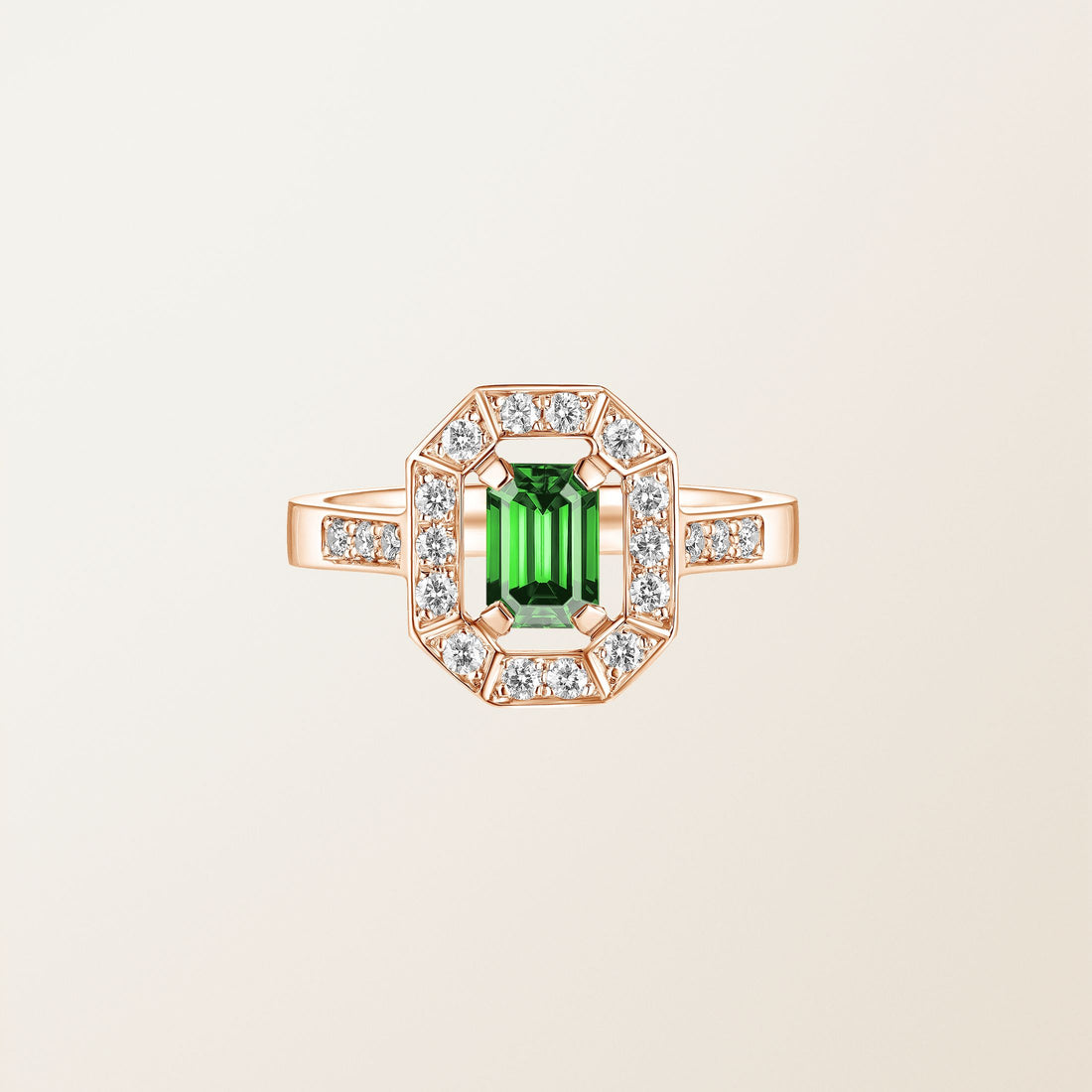 Astera Emerald Halo Ring