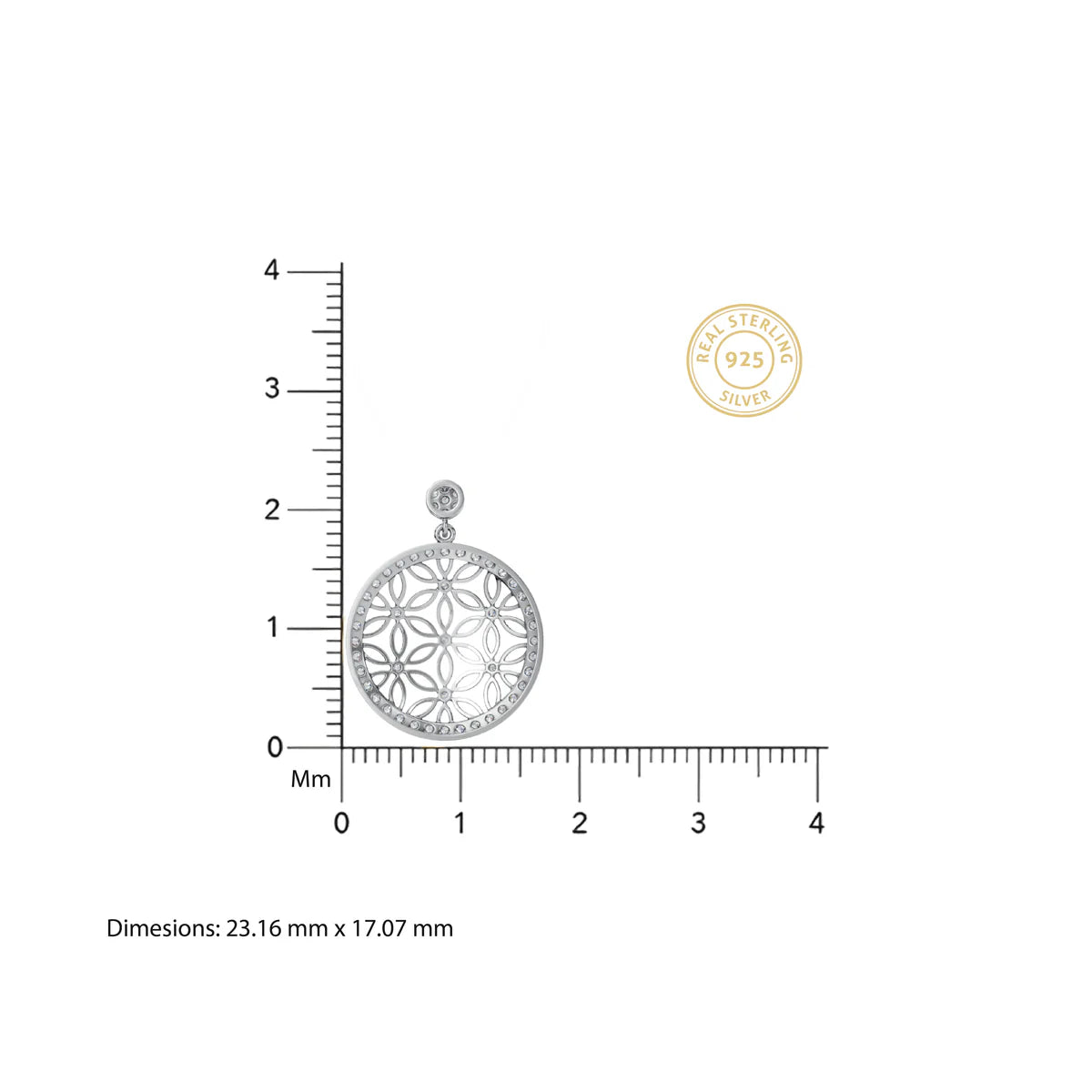 Flower of Life CZ Diamond Circle Pendant Necklace Made With Pure 925 Silver