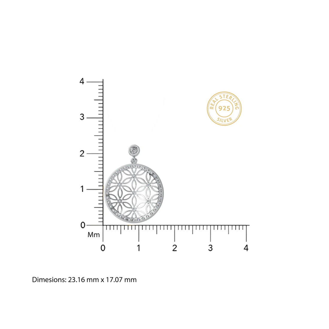 Flower of Life CZ Diamond Circle Pendant Necklace Made With Pure 925 Silver