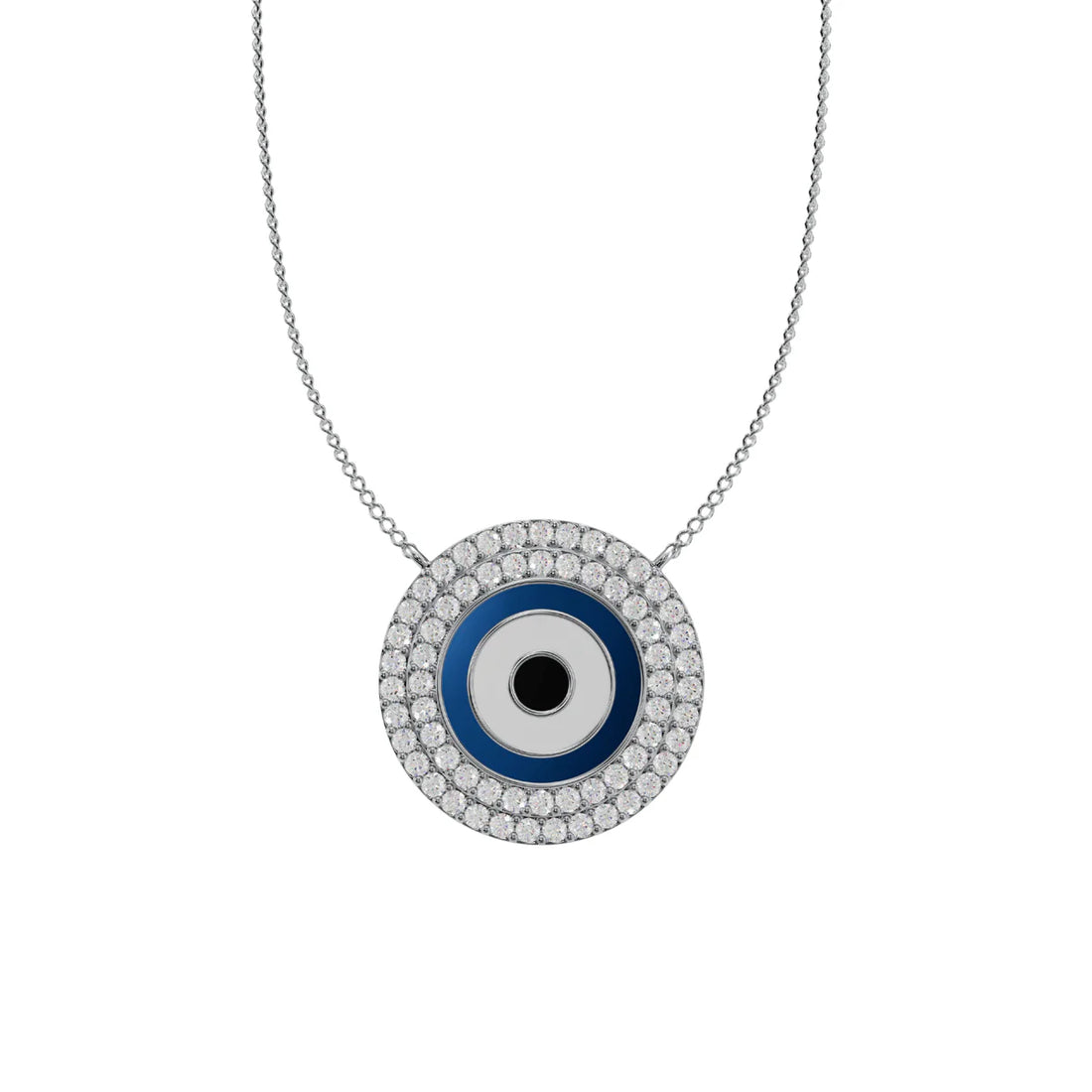 Celestial Evil Eye Halo Diamond Pendant Necklace Made With Pure 925 Silver