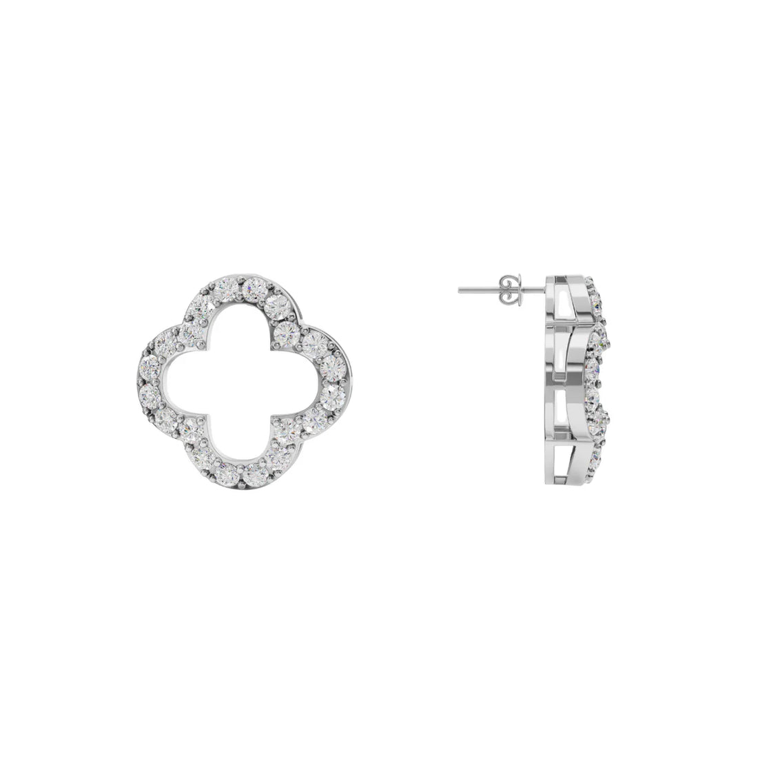 Sparkling Clover Stud Earrings Made With Pure 925 Silver