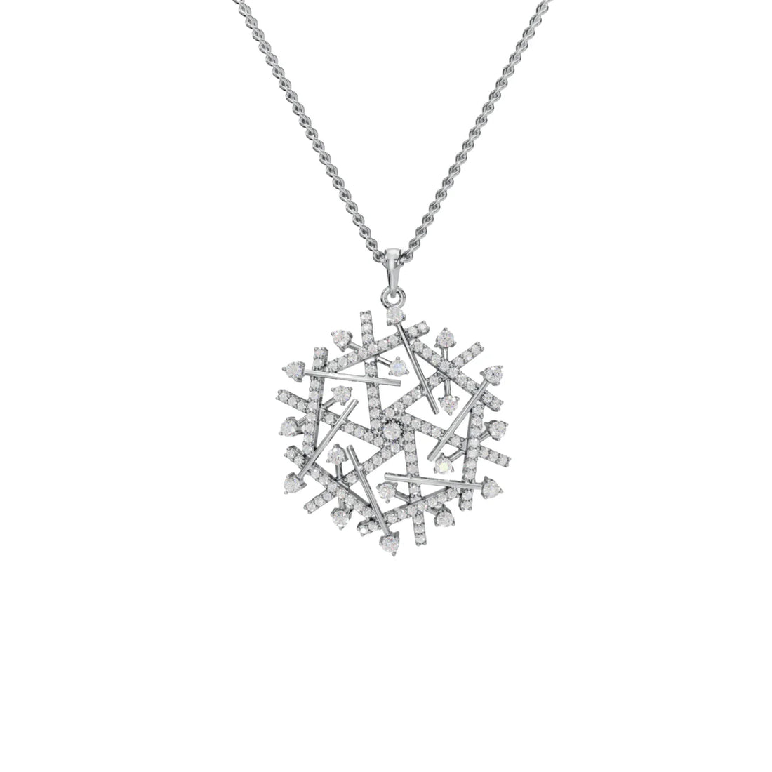 Diamond Snowflake Pendant Necklace Made With Pure 925 Silver