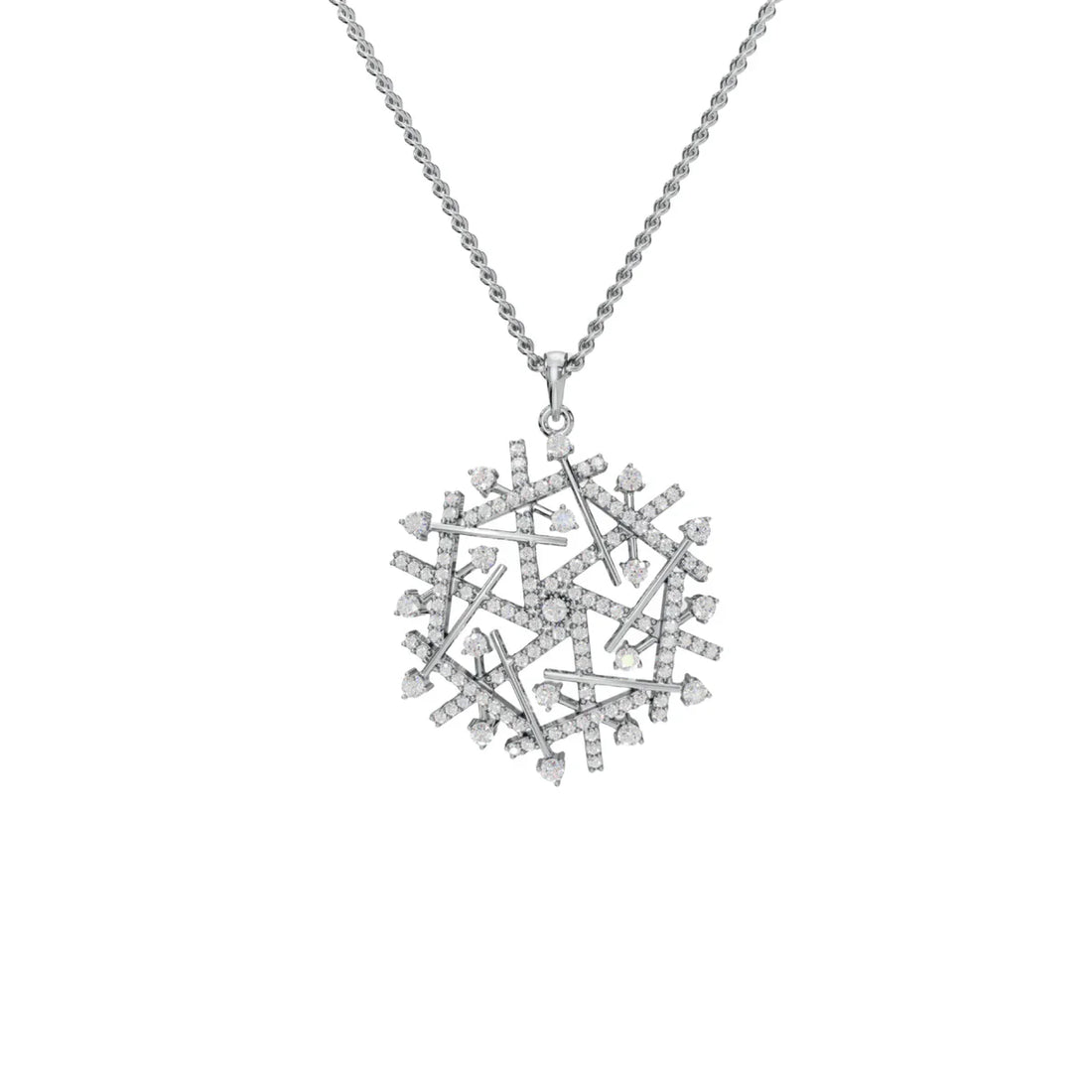 Diamond Snowflake Pendant Necklace Made With Pure 925 Silver