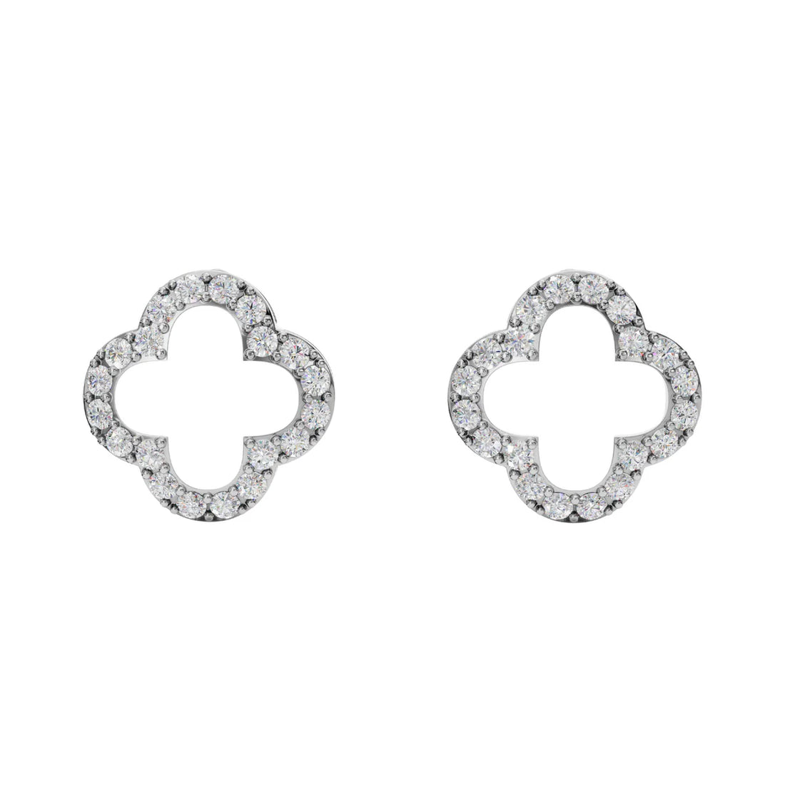 Sparkling Clover Stud Earrings Made With Pure 925 Silver