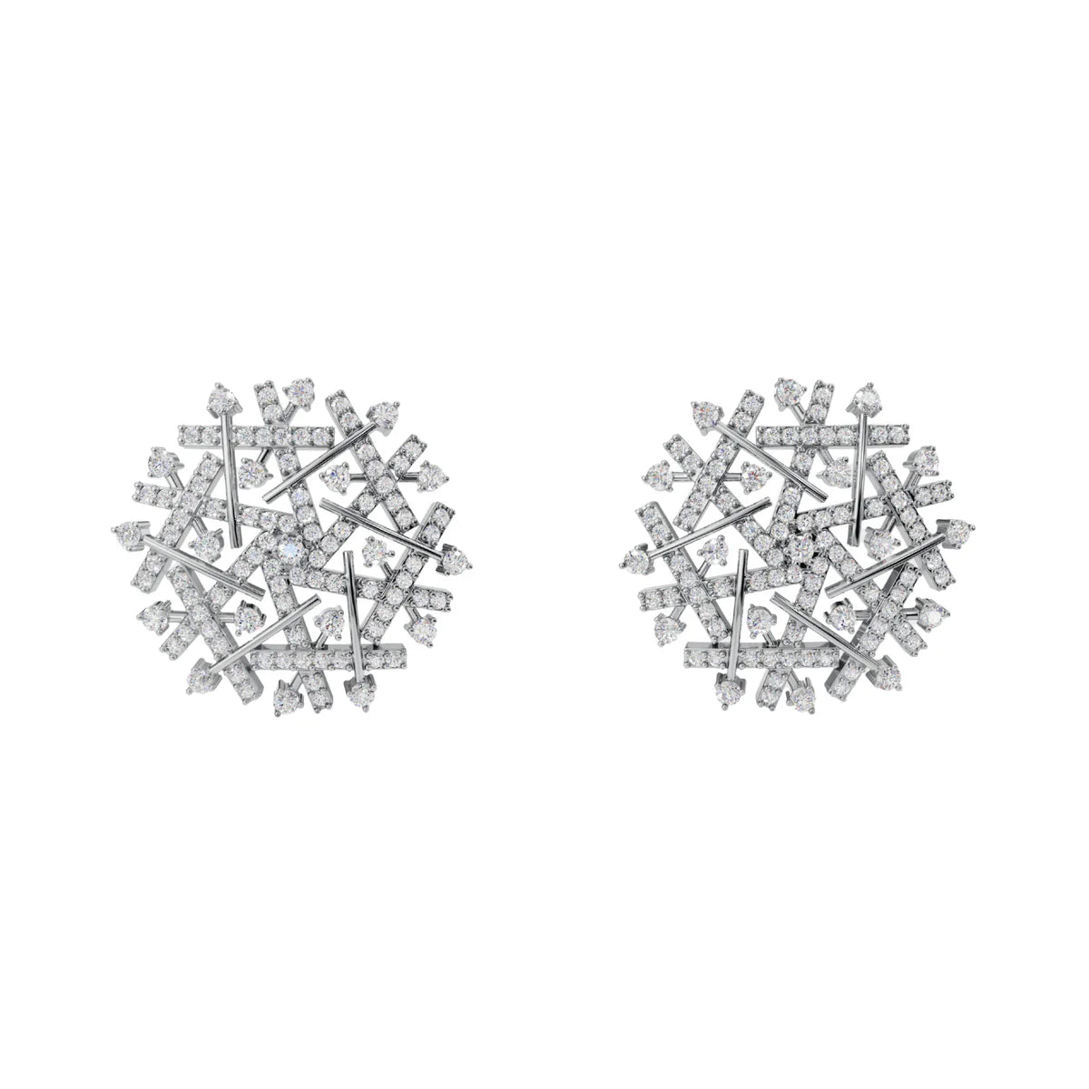 Diamond Snowflake Stud Earrings in 925 Sterling Silver – Sparkling Winter Inspired Design