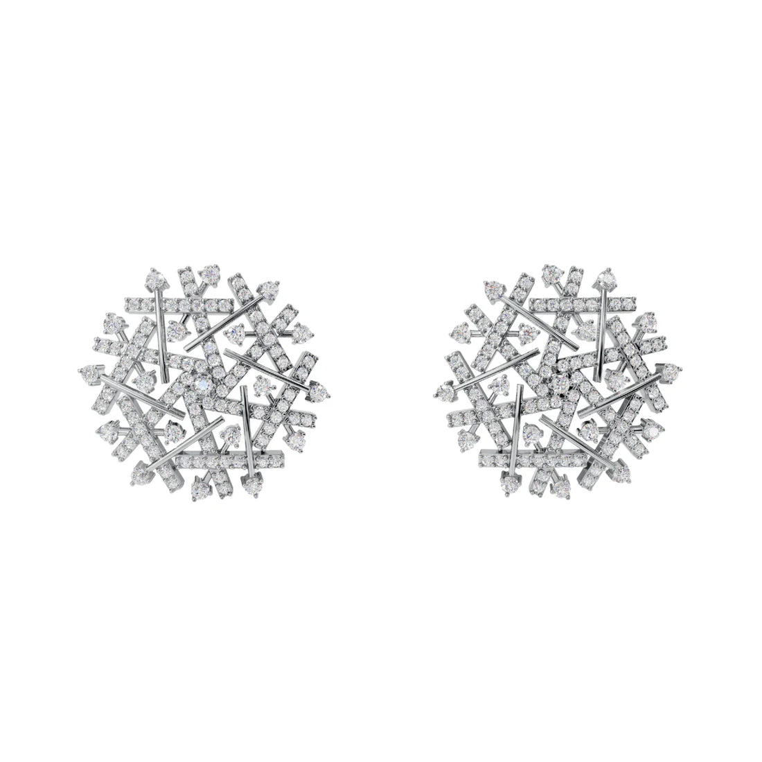Diamond Snowflake Stud Earrings in 925 Sterling Silver – Sparkling Winter Inspired Design