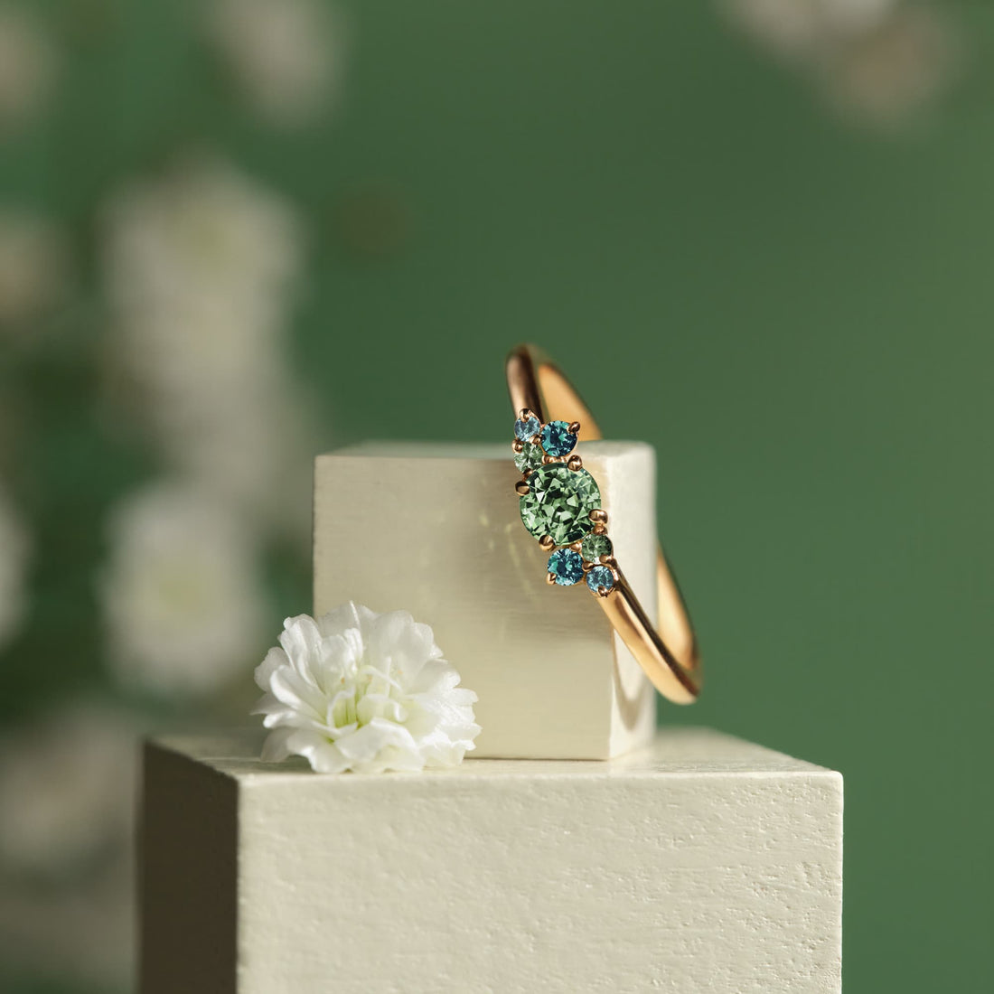Mint Blossom Cluster Ring