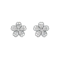 Enchanted Blossom Diamond Flower Stud Earrings Made With Pure 925 Silver