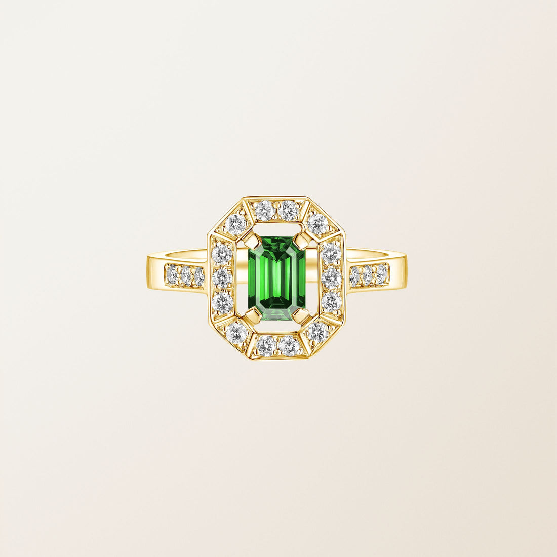 Astera Emerald Halo Ring