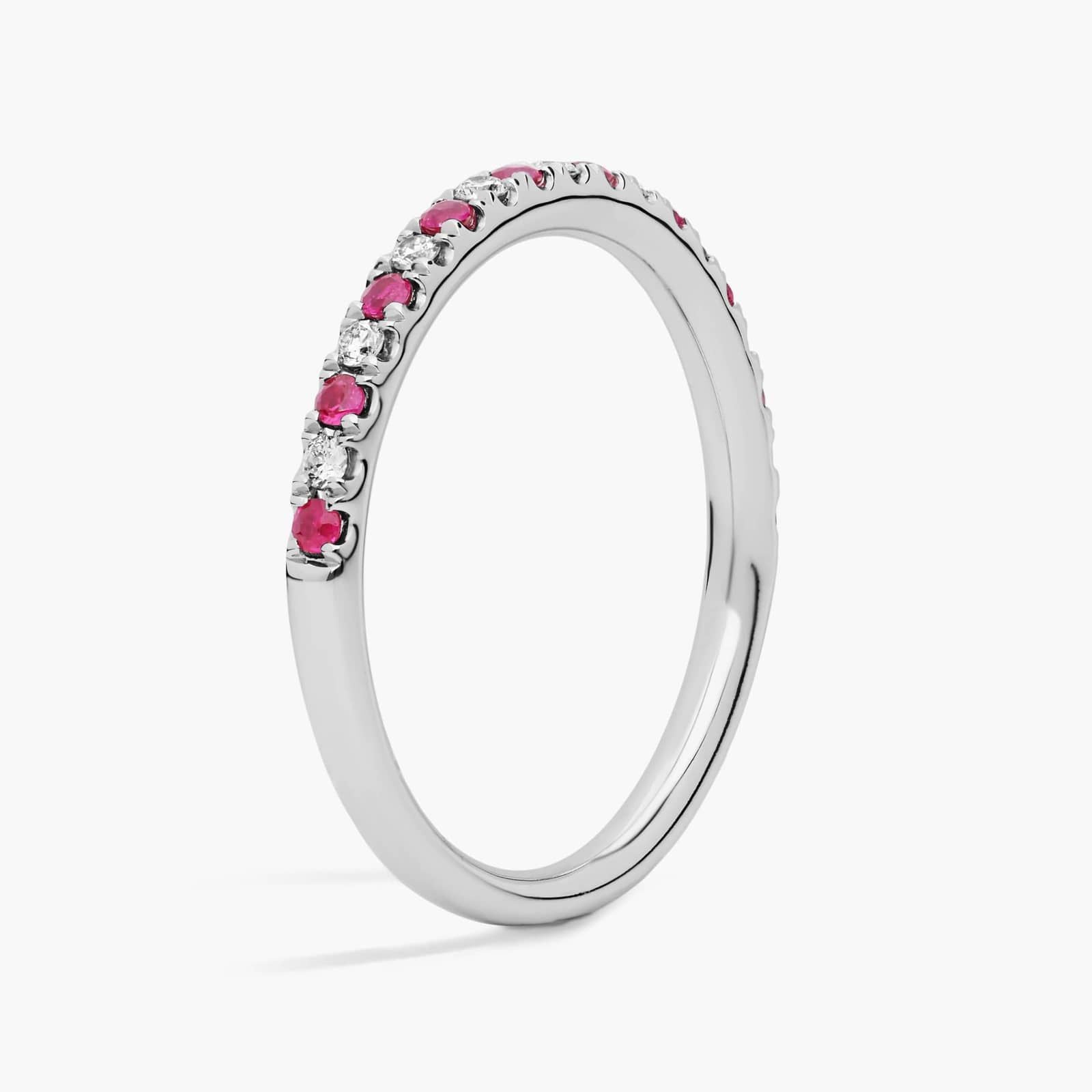 Riviera Pavé Sapphire and Diamond Ring in 10k/14k/18k White Gold (1.5mm)