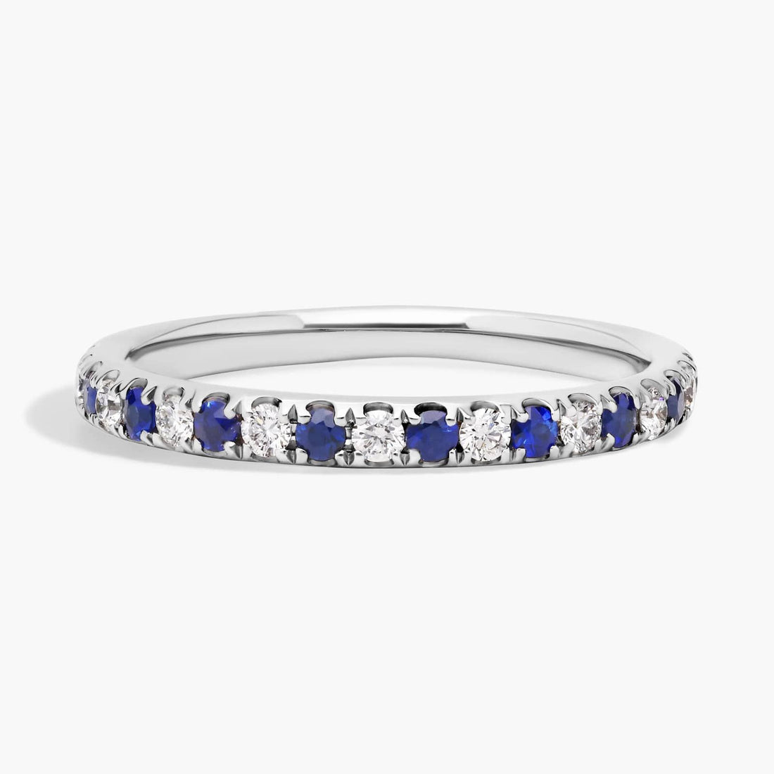 Riviera Pavé Sapphire and Diamond Ring in 10k/14k/18k White Gold (1.5mm)