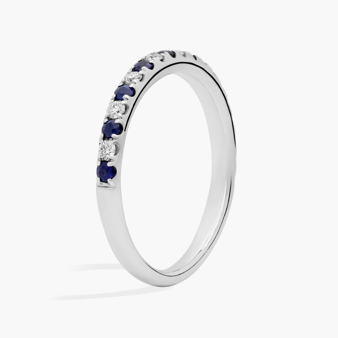Riviera Pavé Sapphire and Diamond Ring in 10k/14k/18k White Gold (1.5mm)