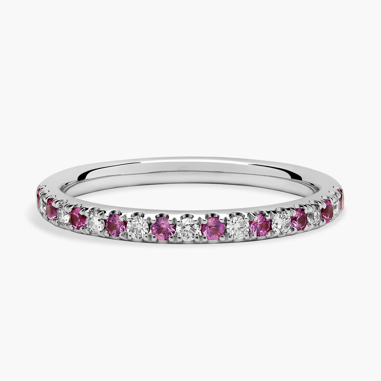 Riviera Pavé Sapphire and Diamond Ring in 10k/14k/18k White Gold (1.5mm)