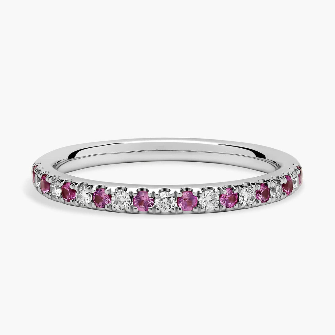 Riviera Pavé Sapphire and Diamond Ring in 10k/14k/18k White Gold (1.5mm)