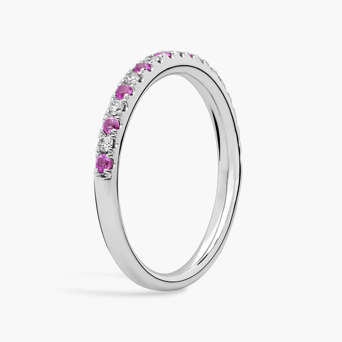 Riviera Pavé Sapphire and Diamond Ring in 10k/14k/18k White Gold (1.5mm)