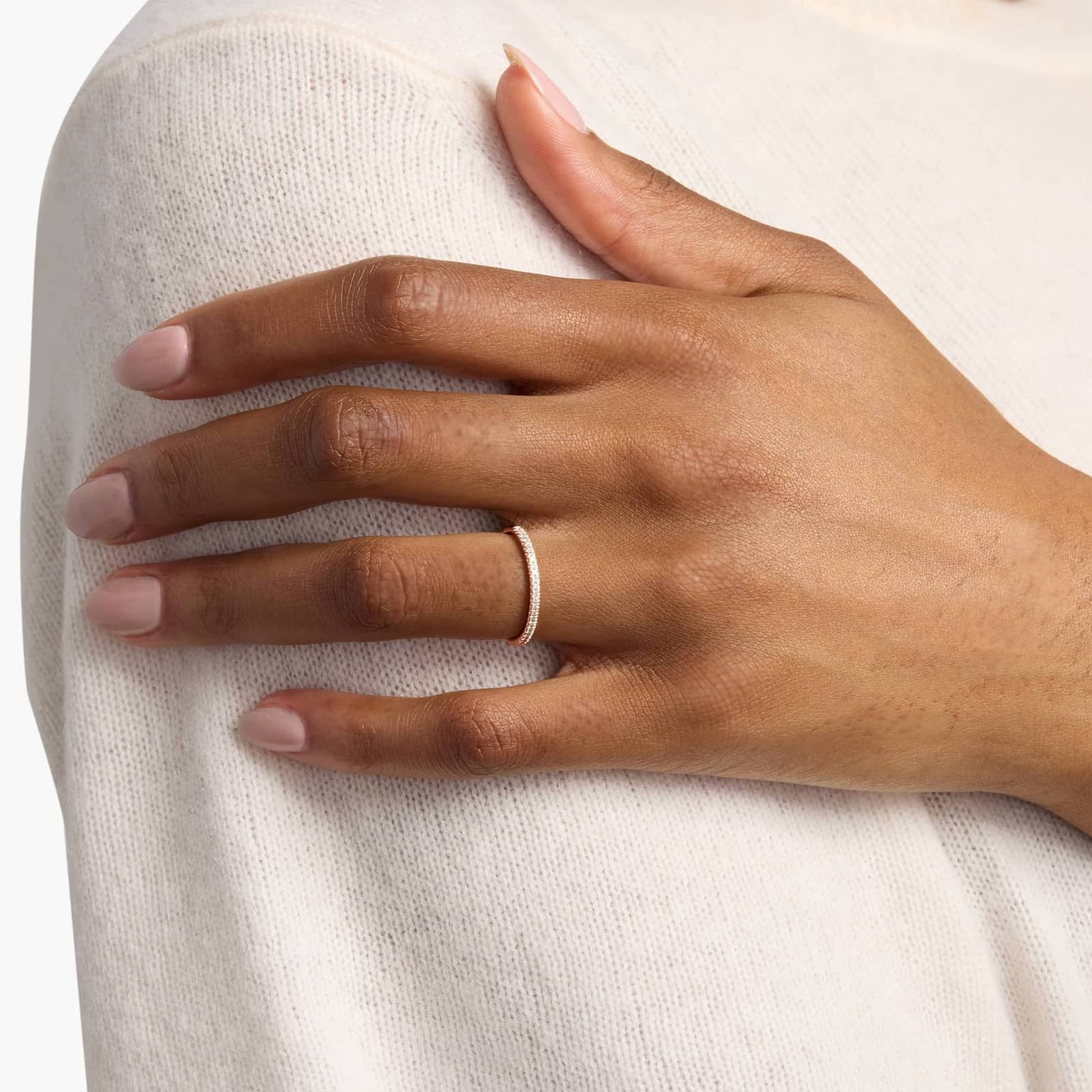 Micropavé Lab-Grown Diamond Ring in 10k 14k 18k Gold