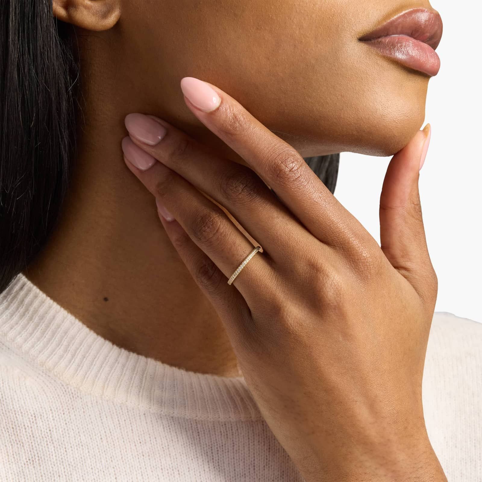 Micropavé Lab-Grown Diamond Ring in 10k 14k 18k Gold