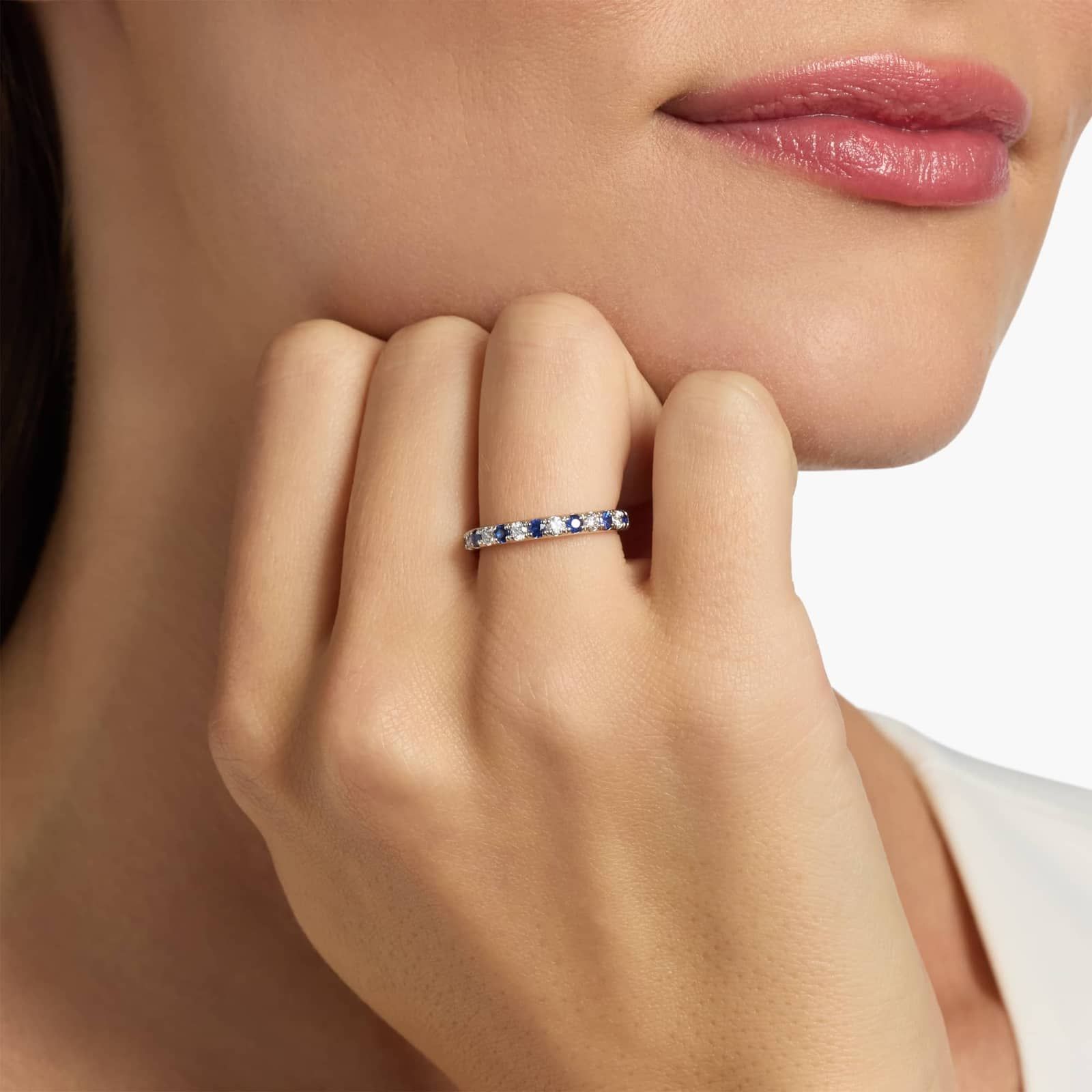 Riviera Pavé Sapphire and Diamond Eternity Ring in Gold (2.2mm)
