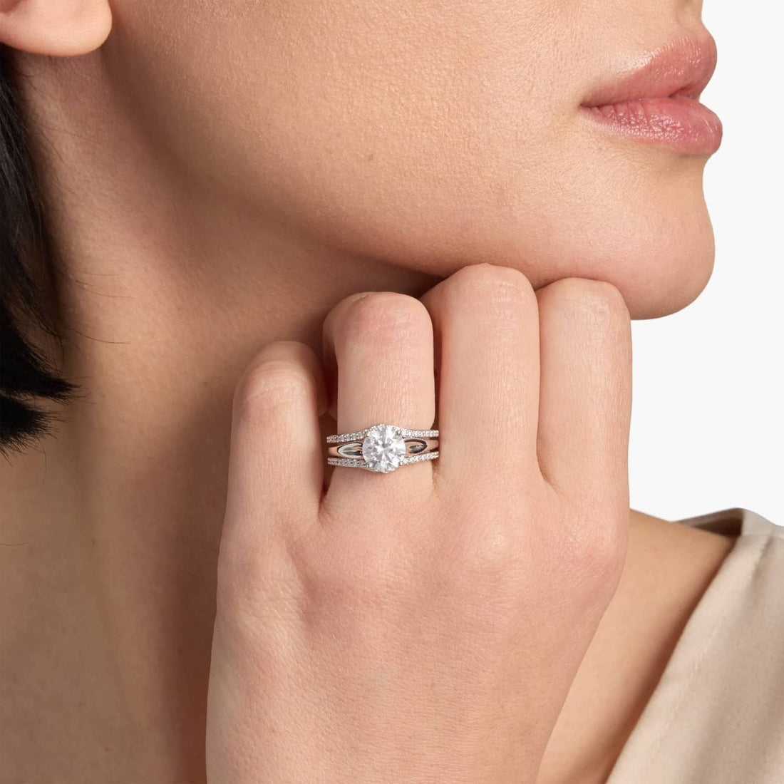 Curved Diamond Insert in 10k/14k/18k White Gold (1/3 ct. tw.)