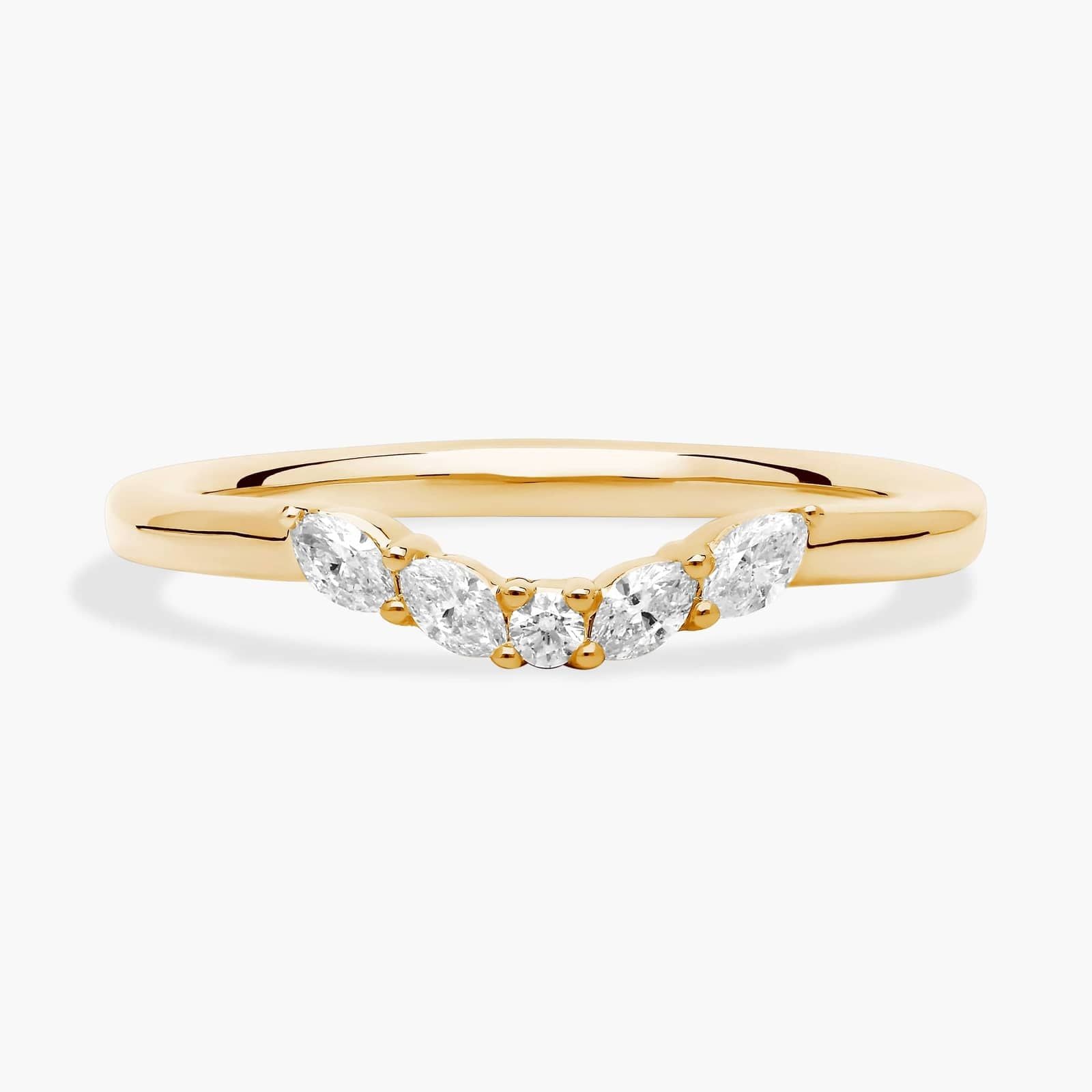 Curved Floral Marquise Diamond Ring in 10k/14k/18k Gold