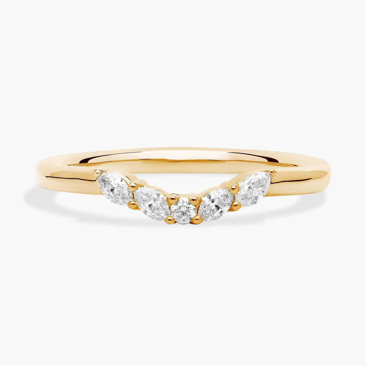 Curved Floral Marquise Diamond Ring in 10k/14k/18k Gold
