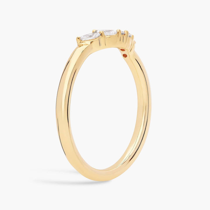 Curved Floral Marquise Diamond Ring in 10k/14k/18k Gold