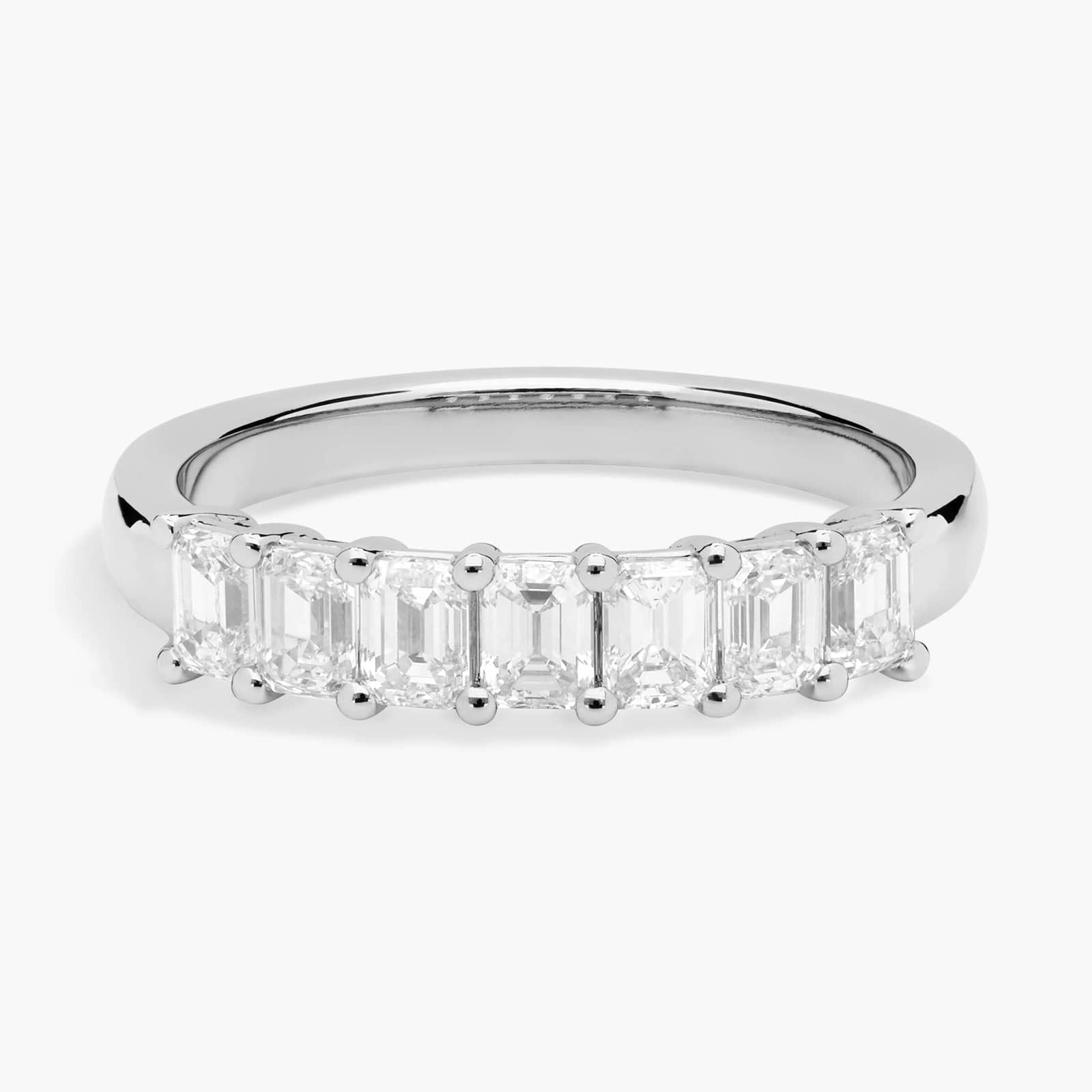 Seven Stone Emerald Diamond Ring In 10K/14K/18K Gold (1 Ct. tw. - H-I / SI1-SI2)