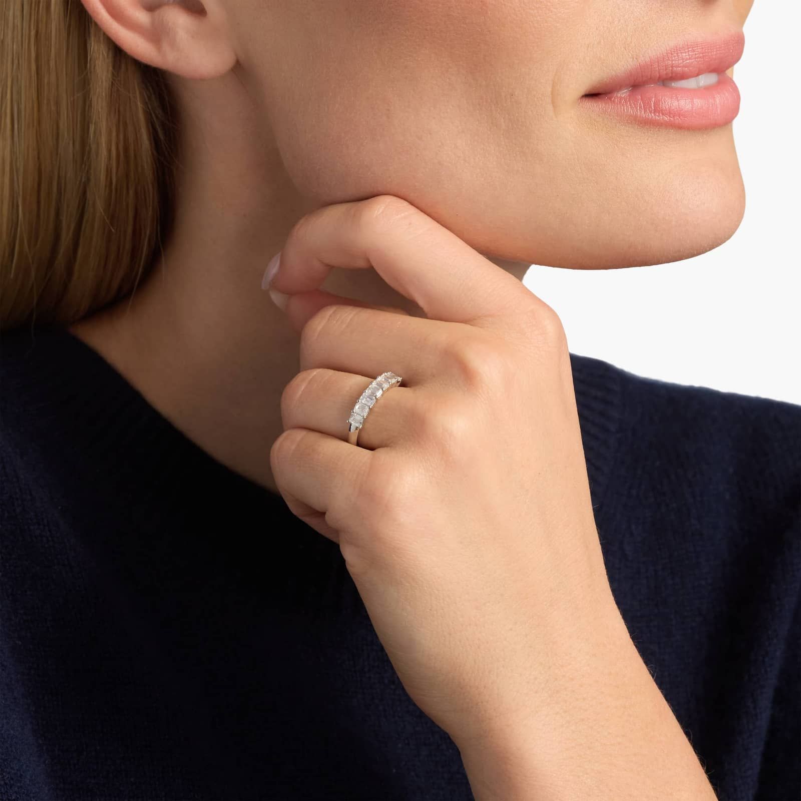Seven Stone Emerald Diamond Ring In 10K/14K/18K Gold (1 Ct. tw. - H-I / SI1-SI2)