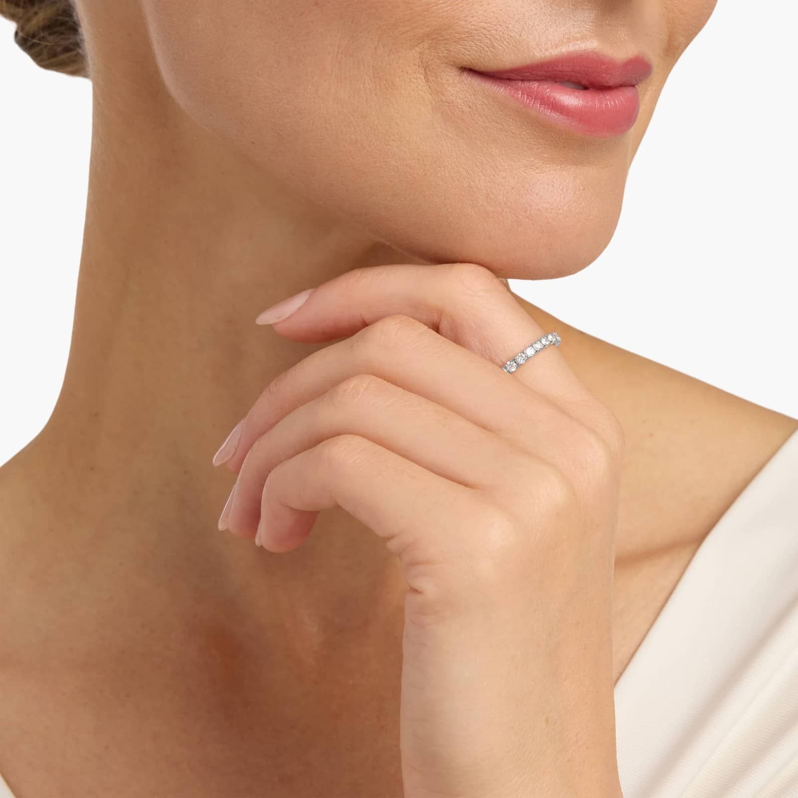 French Pavé Lab-Grown Diamond Eternity Ring In 10K/14K18K Gold (1 Ct. tw. - F-G / VS2-SI1)