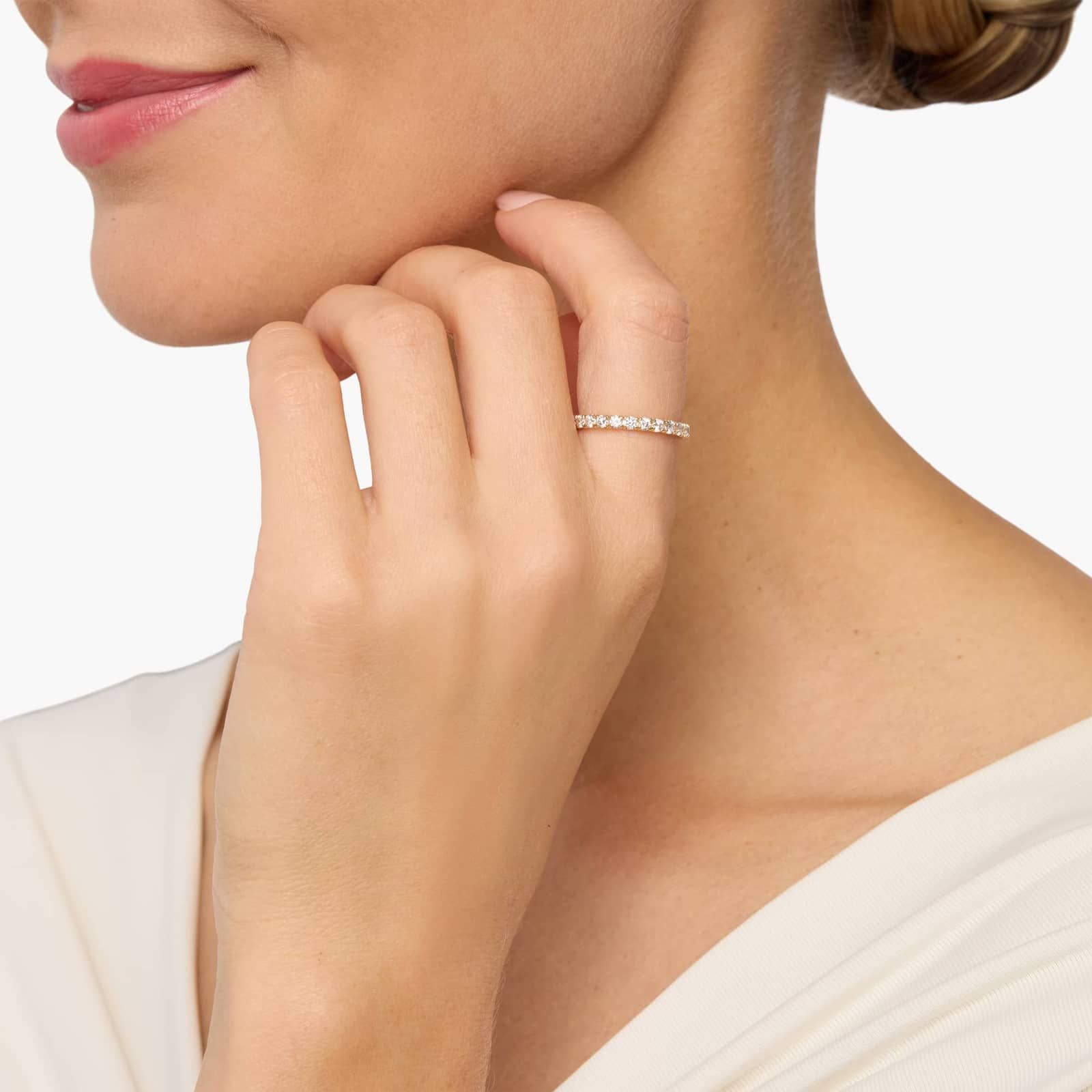 French Pavé Lab-Grown Diamond Eternity Ring In 10K/14K18K Gold (1 Ct. tw. - F-G / VS2-SI1)