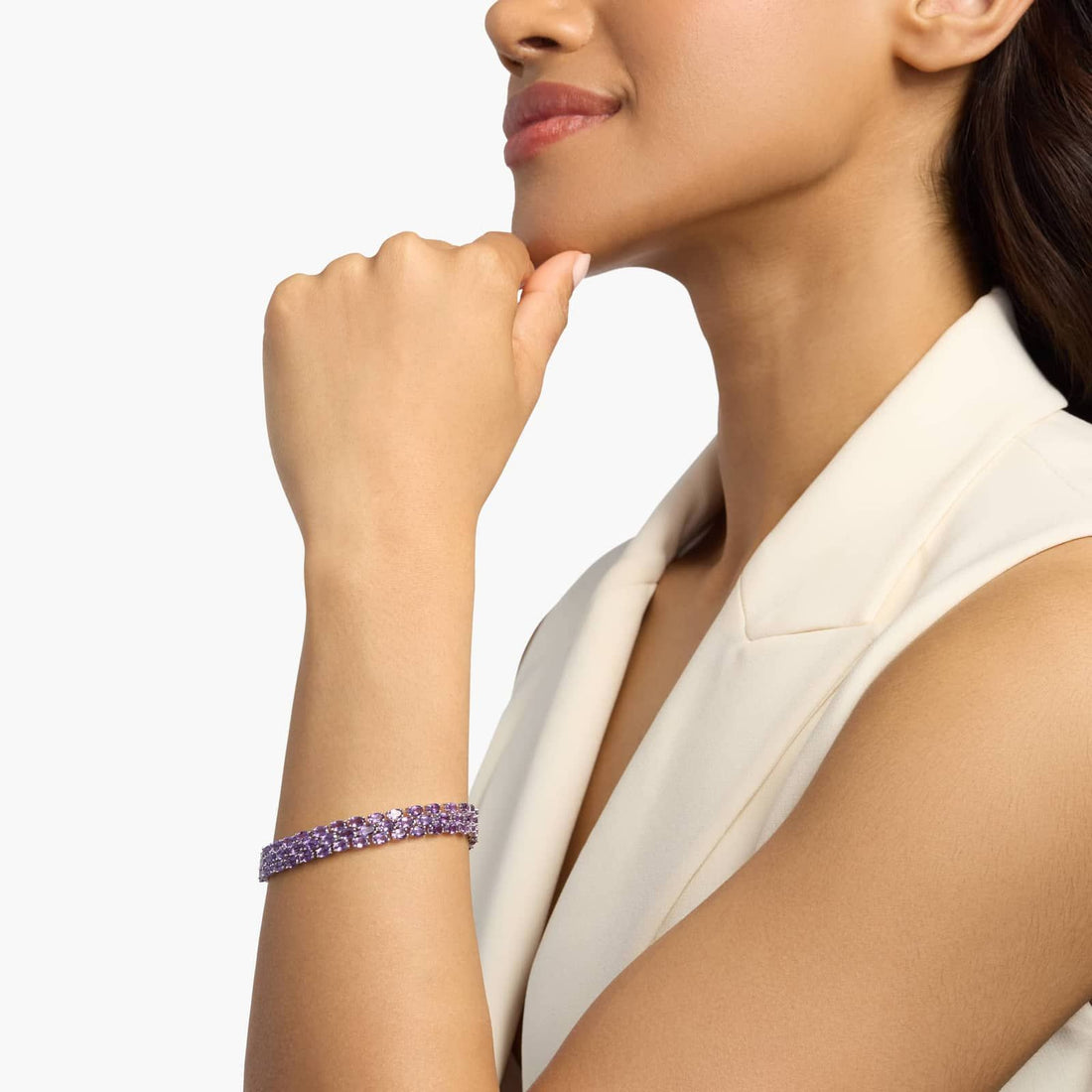 Royal Purple Triple Row Amethyst Tennis Bracelet in 925 Sterling Silver