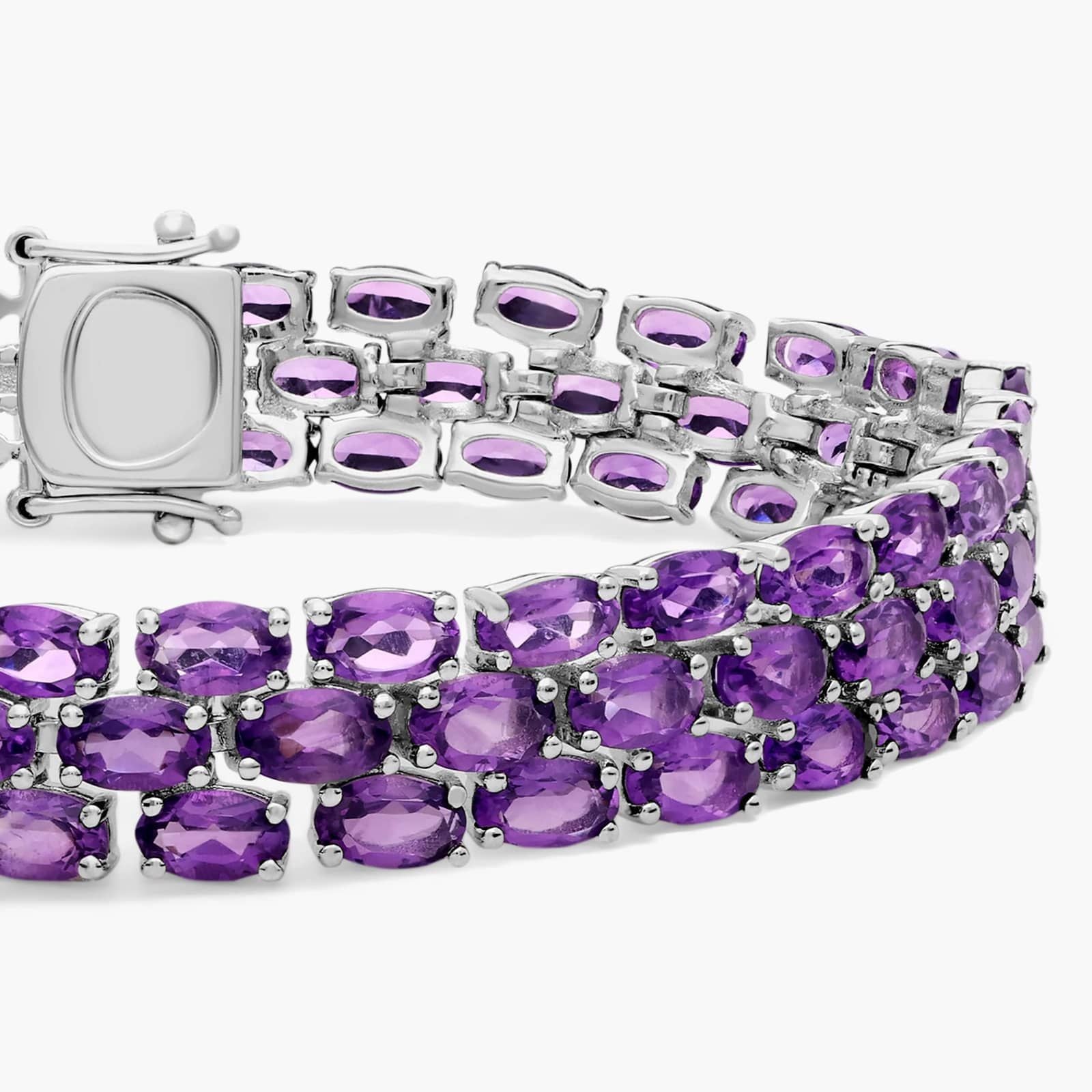 Royal Purple Triple Row Amethyst Tennis Bracelet in 925 Sterling Silver