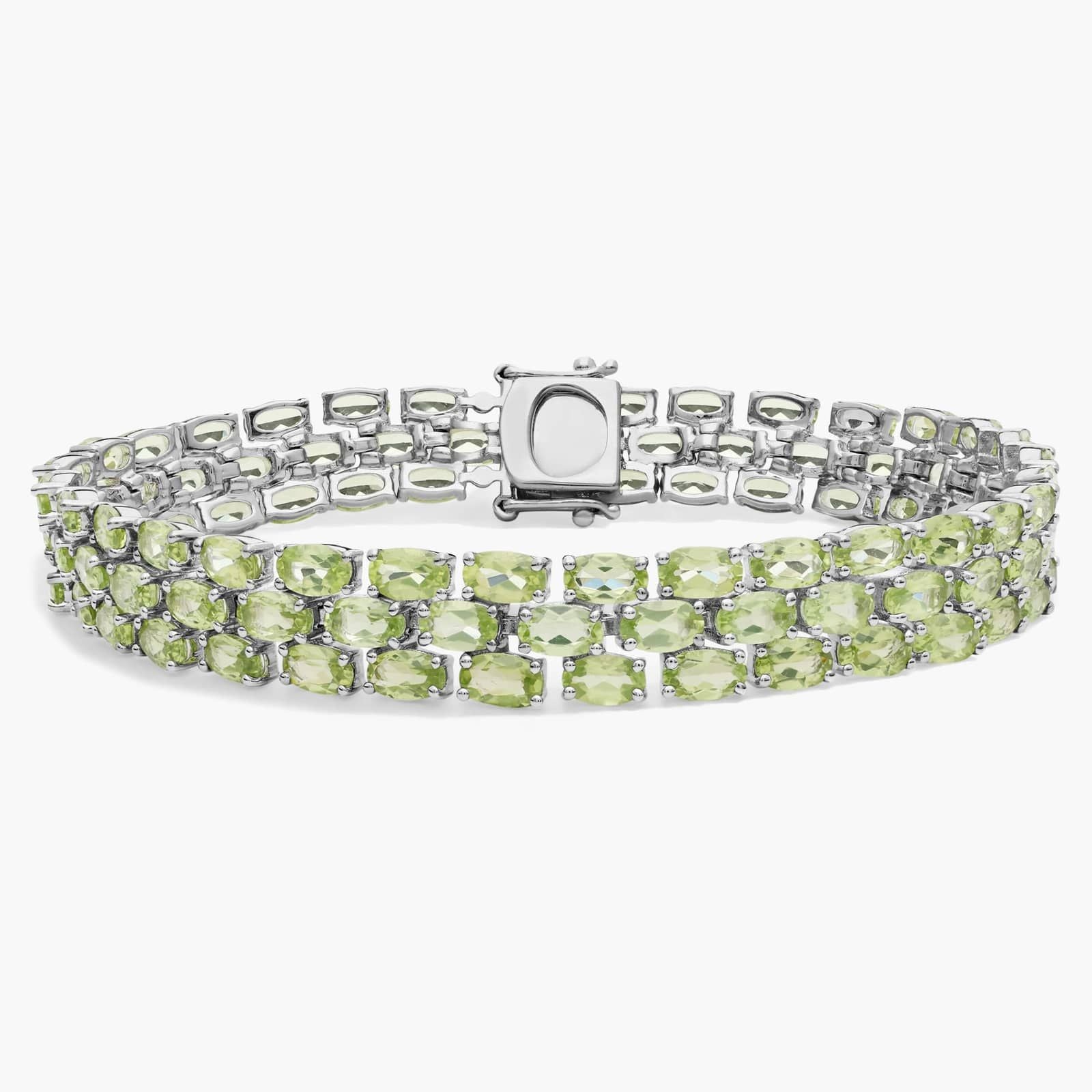 Nature's Garden Triple Row Peridot Tennis Bracelet in 925 Sterling Silver