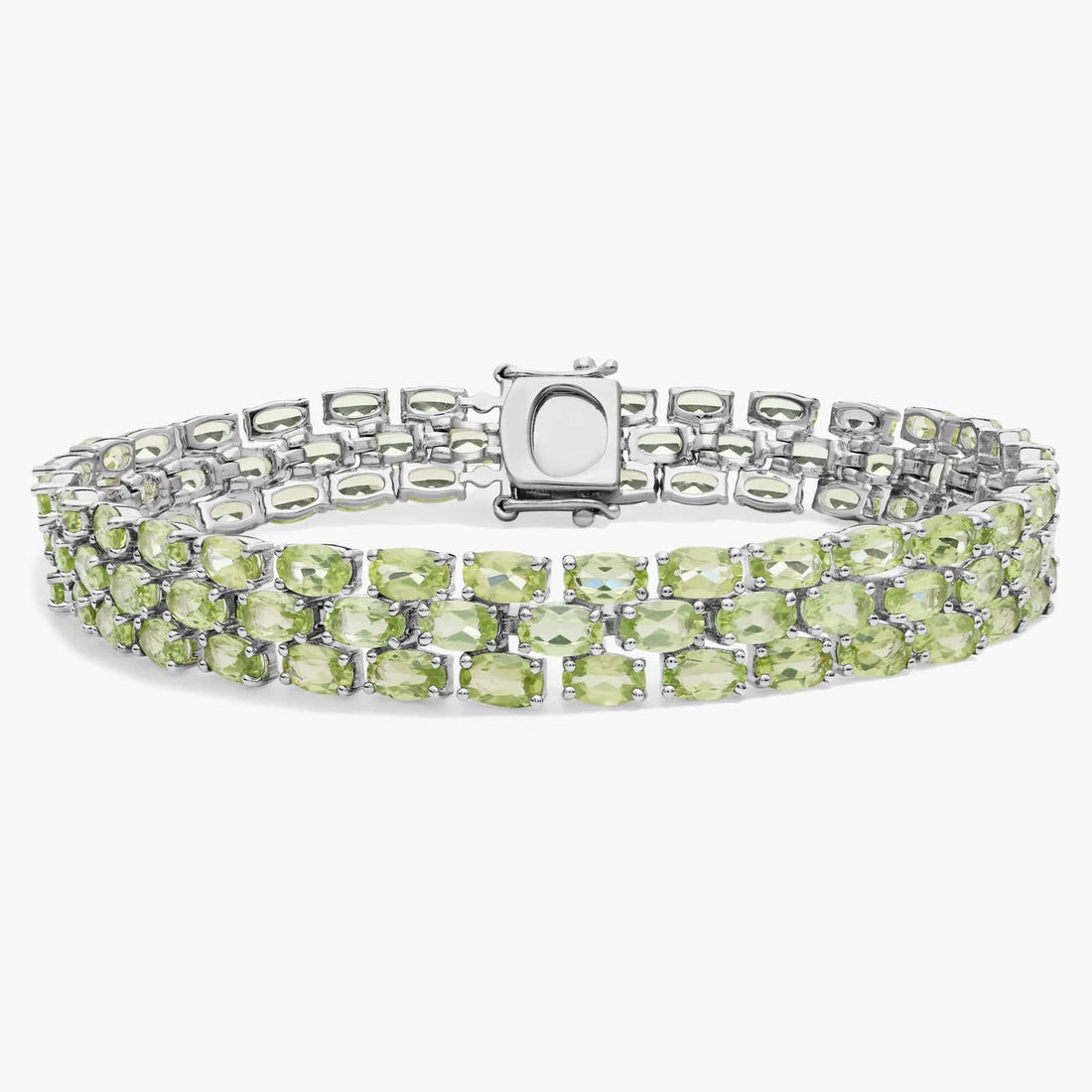 Nature's Garden Triple Row Peridot Tennis Bracelet in 925 Sterling Silver
