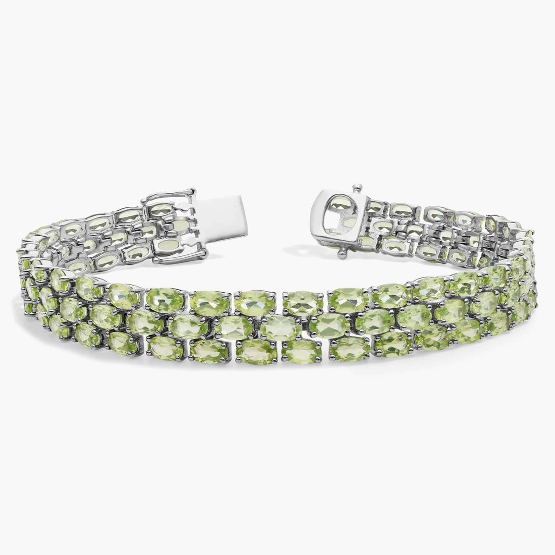 Nature's Garden Triple Row Peridot Tennis Bracelet in 925 Sterling Silver