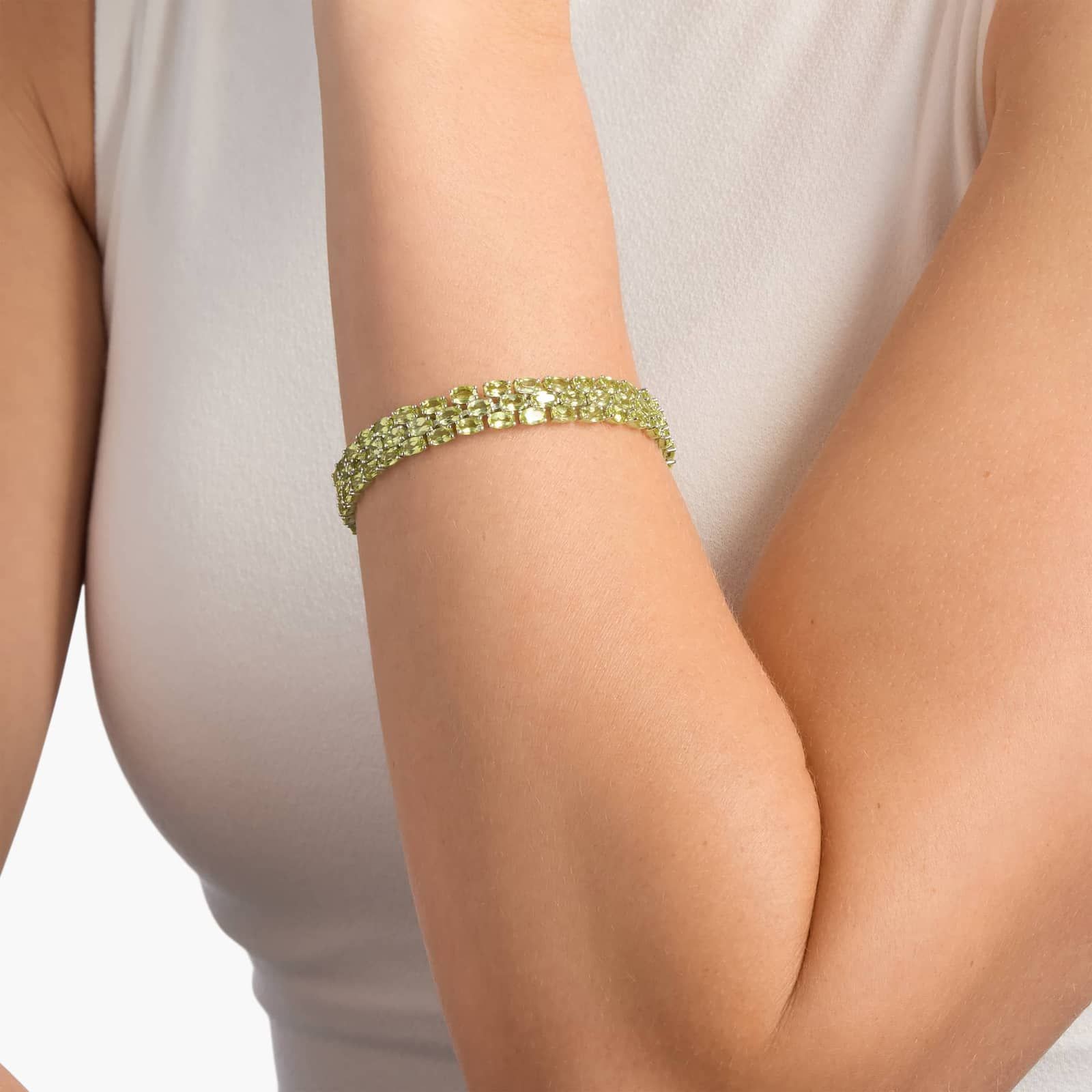 Nature's Garden Triple Row Peridot Tennis Bracelet in 925 Sterling Silver